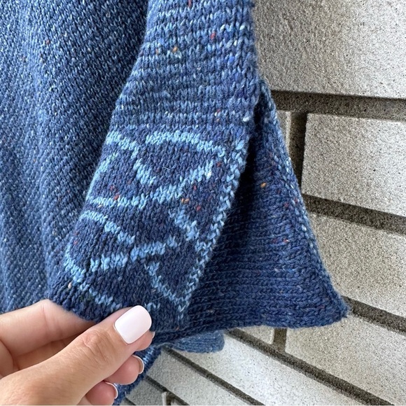 Bill Baber Donegal Merino Wool Celtic Knot Poncho Cape Blue Scotland OS - Picture 4 of 9